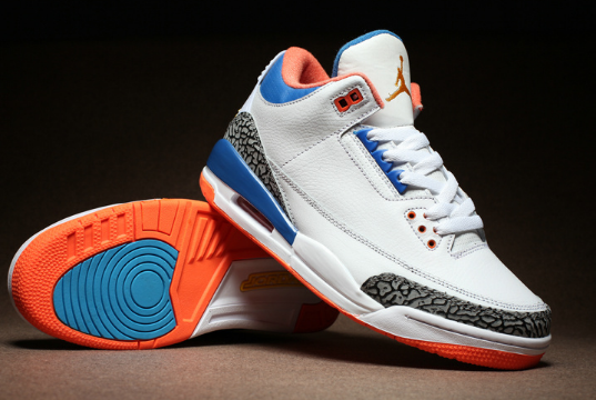 2017 Air Jordan 3 White Cement True Blue Orange Shoes - Click Image to Close